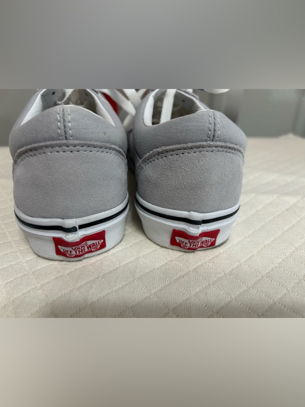 Vans Light Gray and White Old Skool Skate Sneakers - Picture 3 of 7